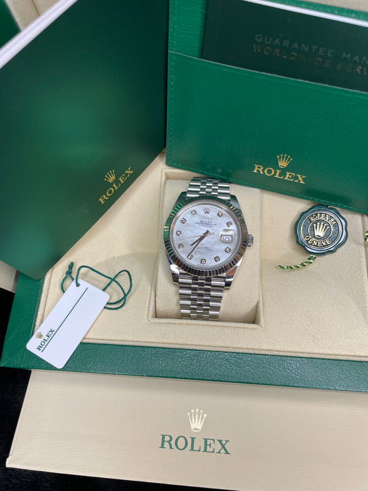 Rolex Datejust MOP Dial with Diamonds and White Gold Bezel 41mm