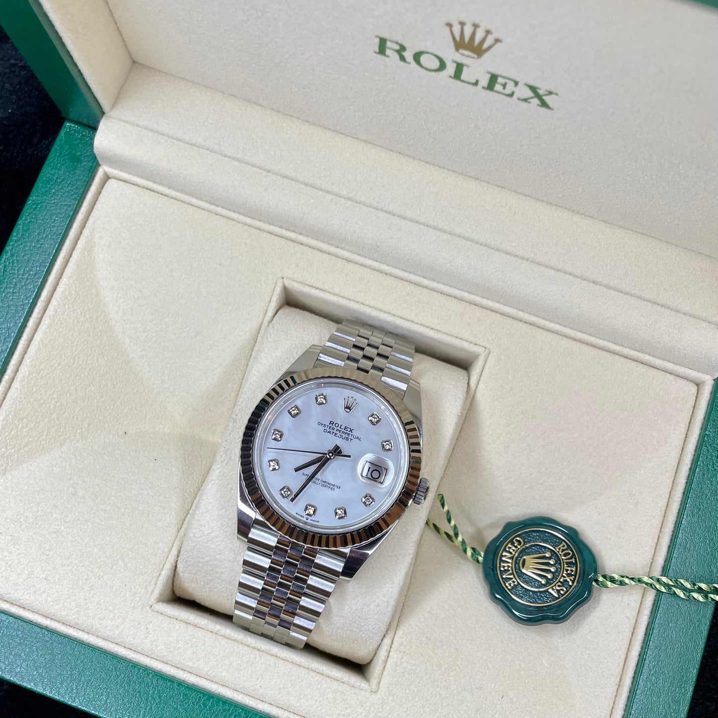 Rolex Datejust MOP Dial with Diamonds and White Gold Bezel 41mm